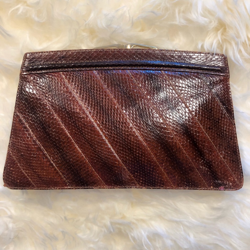 Vintage 1970s Snakeskin Clutch Handbag